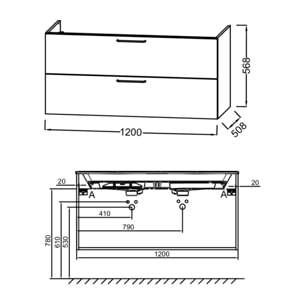 Meuble double vasque 120 cm Odéon Rive Gauche vert olivier