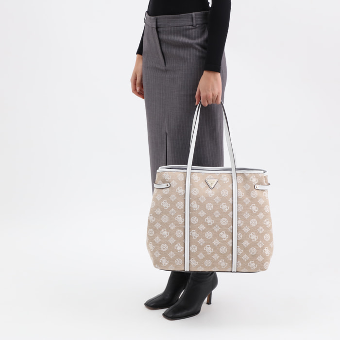 Borsa a spalla - beige e bianco