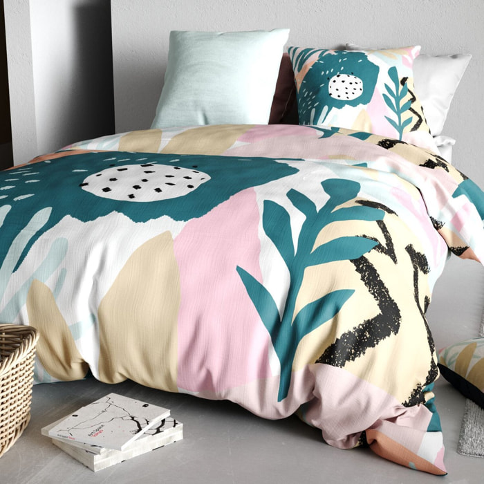 Parure housse de couette 3pcs 100% coton premium 57fils emilia