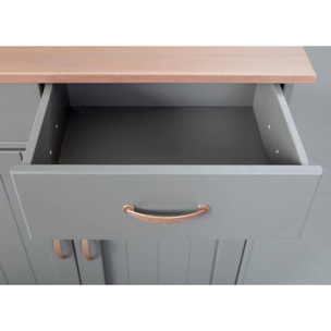 Credenza con 2 ante e 2 cassetti, 90 x 45 x 86, Grigio
