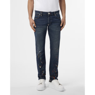 PHILIPP PLEIN Super Straight Cut Jeans Paint