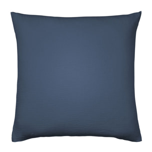 Taie d'oreiller unie en gaze de coton, TENDRESSE, Bleu de Chine
