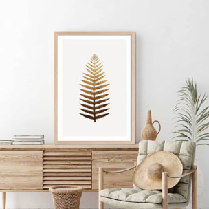 Affiche fleurs Fougere d'or Affiche + cadre en bois - Chêne