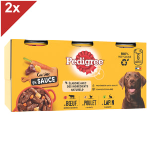 PEDIGREE 12 Boîtes en sauce 3 variétés pâtée pour chien 400g (2x6)