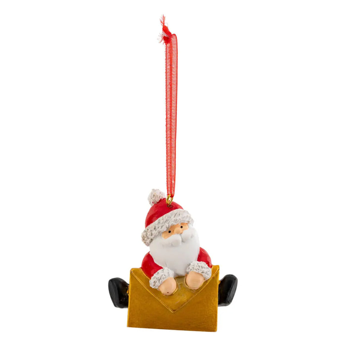 Sujet Père Noël lettre dorée H.6cm rouge