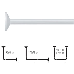Spirella Barre tringle pour rideau de douche d'angle modulable à fixer en Alu MAGIC UNIVERSAL Blanc