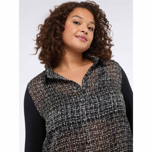 Fiorella Rubino - Camiseta bimatérica con estampado - Negro