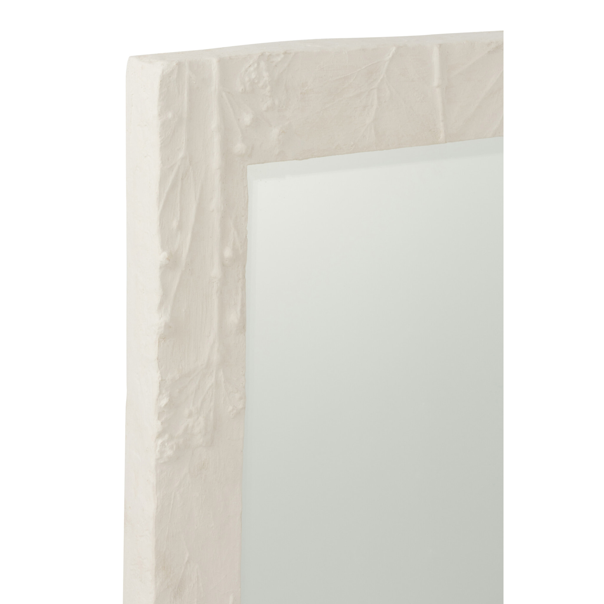 J-Line Miroir Rectangle Relief Fleur Resine Blanc Small