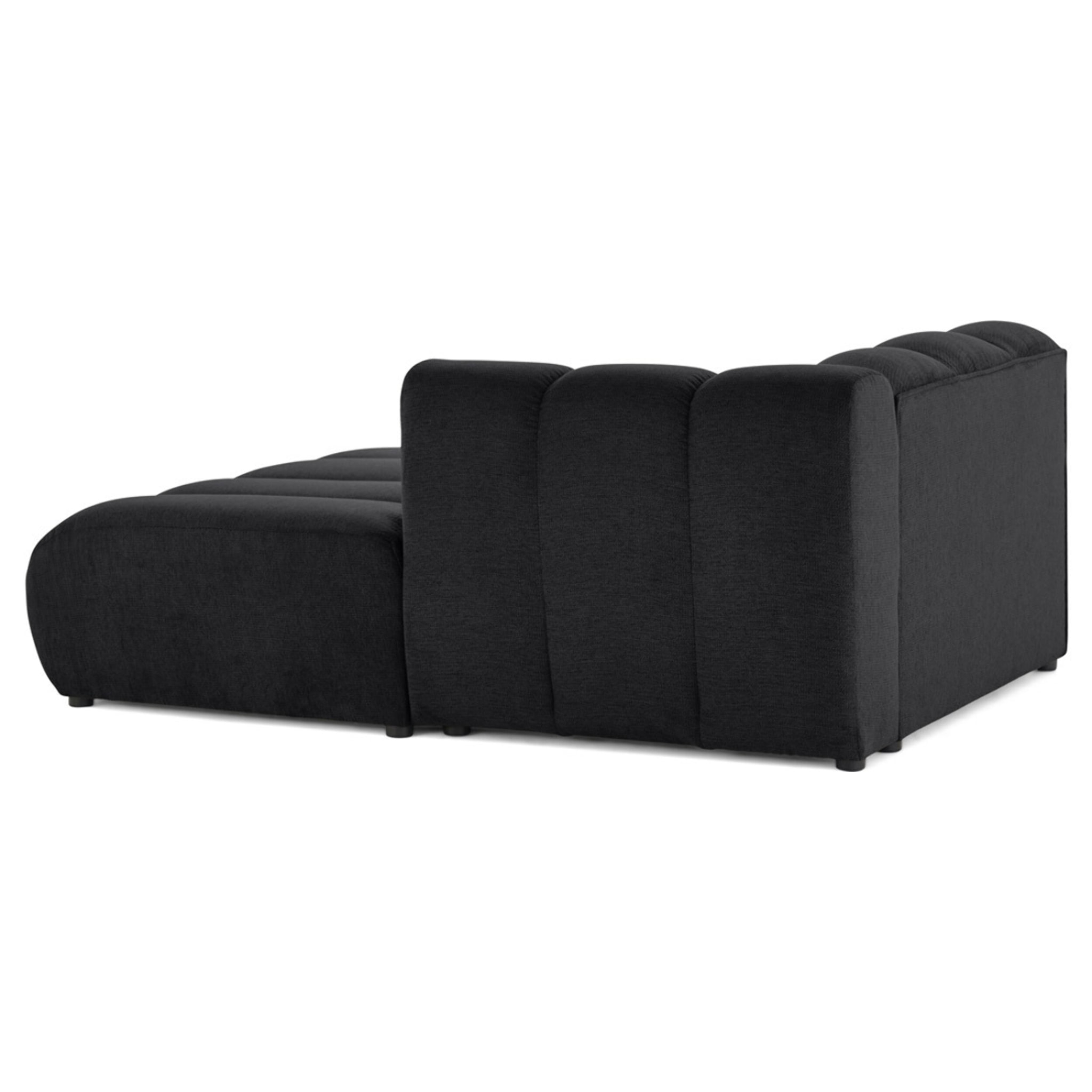 Debbie - module d'assise méridienne droit en tissu texturé - Noir