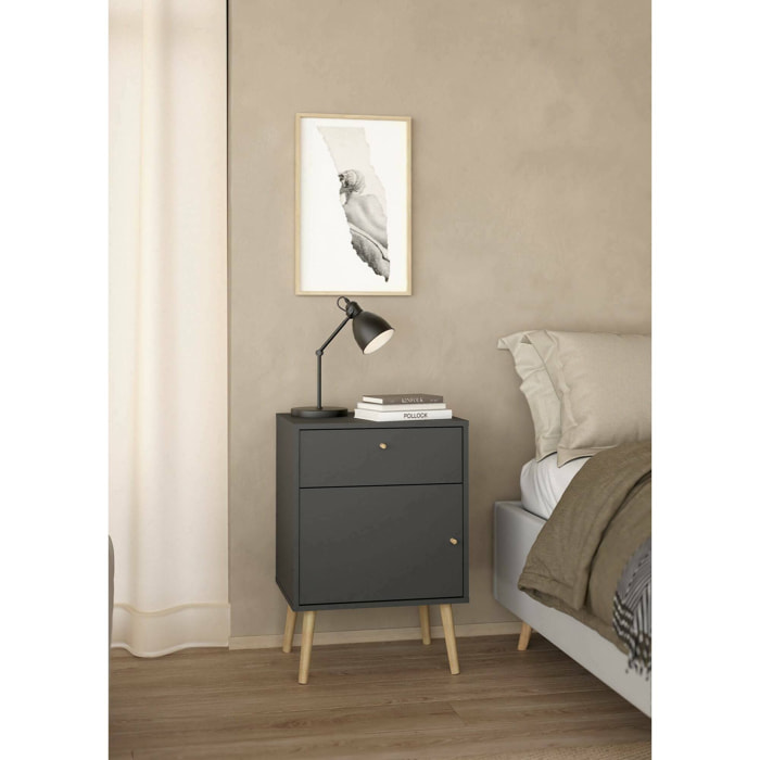Comodino Antenati, Comò basso, Tavolino da notte, Mensola da letto, 50x39 h72 cm, Grigio