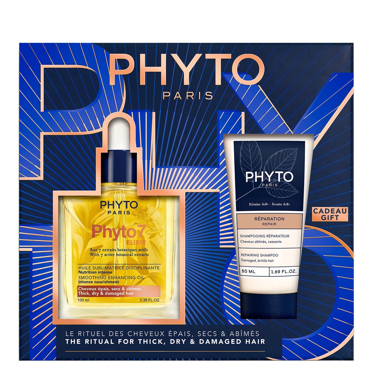 Phyto7 Elixir - Coffret Huile Sublimatrice Disciplinante 100 ml + Shampooing Réparateur 50 ml