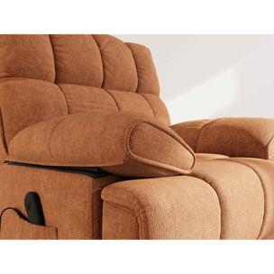 Chandler - Fauteuil relax électrique en velours texturé - Terracotta