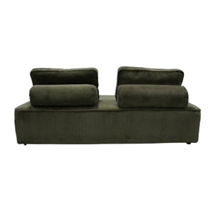 Chauffeuse 2 places pour canapé modulable velours côtelé vert foncé