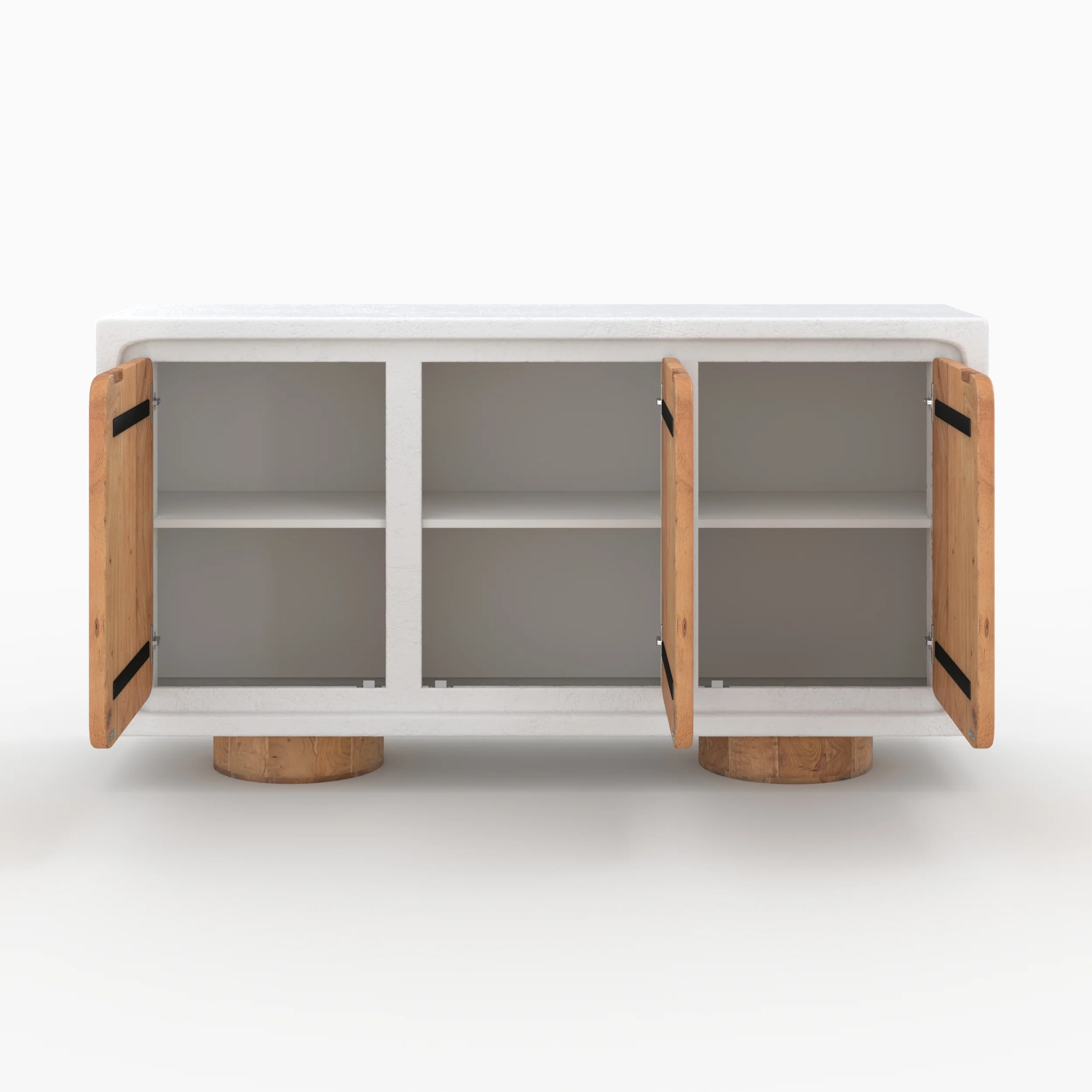 Buffet en béton blanc cassé et bois d'acacia - Eden