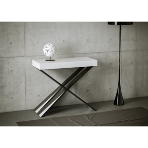 Console extensible 90x40/300 cm Diago Frêne Blanc cadre Anthracite