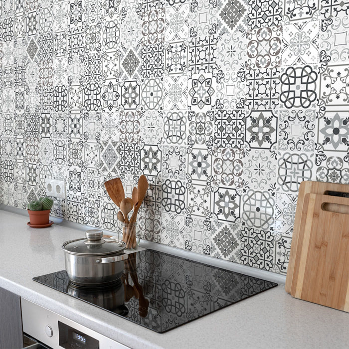 Sticker crédence adhésive - CARRELAGES GRIS - 60x200cm