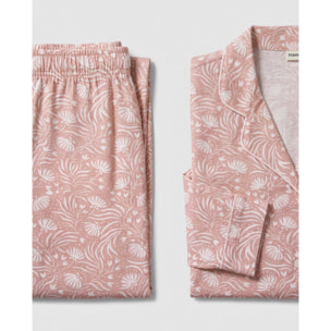Pijama largo camisero algodón dusty rosa