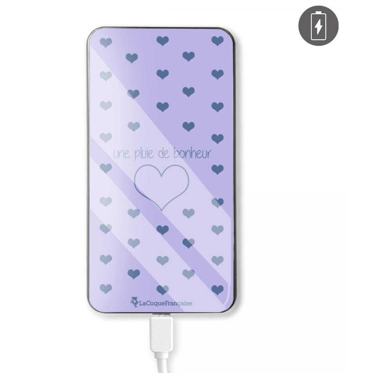 Batterie en verre trempé universel 8000mAh Pluie de Bonheur Lilas Motif Ecriture Tendance La Coque Francaise