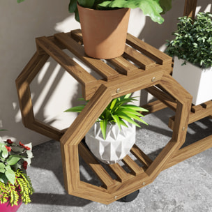 Estantería para Plantas de 5 Niveles Soporte para Macetas de Madera Soporte para Plantas con Ruedas para Interiores y Exteriores 86x30x102 cm Carbonizado