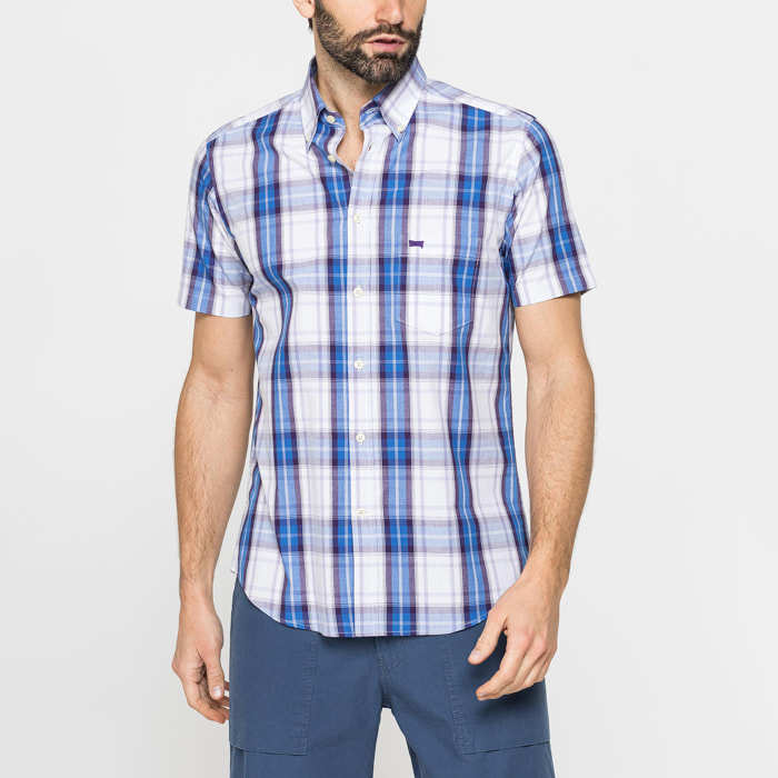 CAMICIA A MANICA CORTA IN COTONE CON FANTASIA