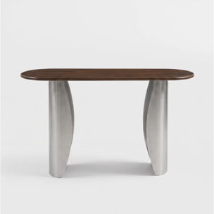 Console en bois de manguier marron foncé et métal brossé 135 cm - Selma