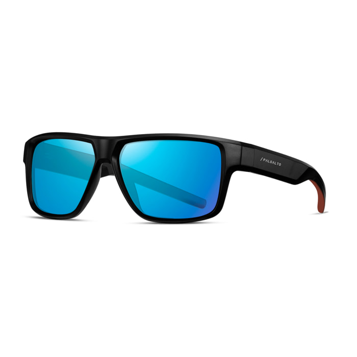 Gafas PALOALTO modelo SNOW en color Montura negra mate con lentes polarizadas Revo azules.