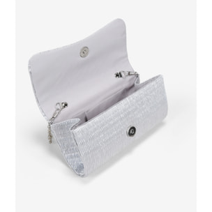 Bolso de fiesta plateado con solapa plisada