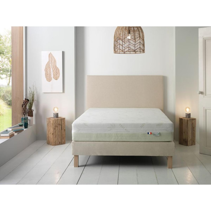 Tête de lit en pin massif avec tissu 100% lin