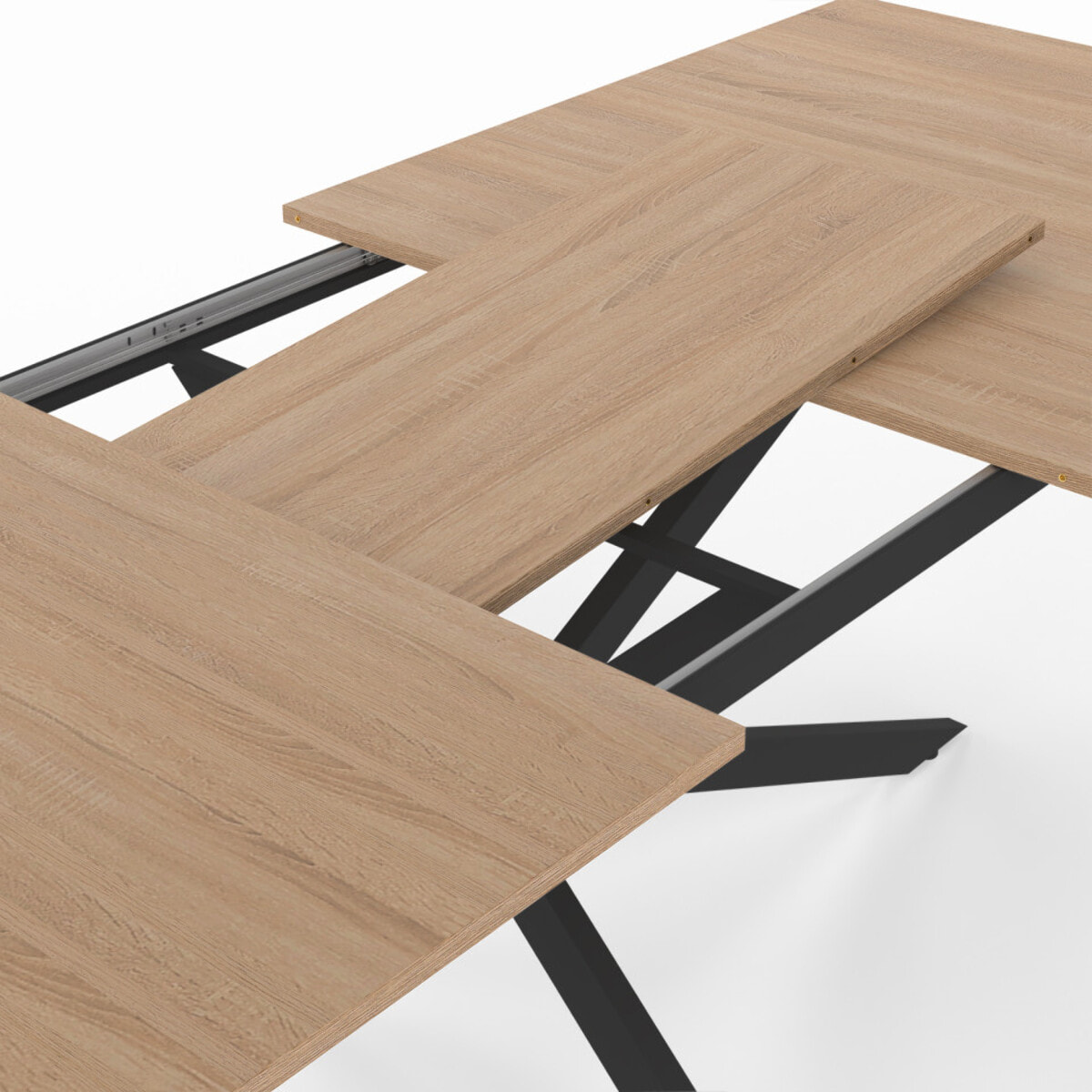 Table à manger extensible Spider 200-240cm bois et noir avec rangement