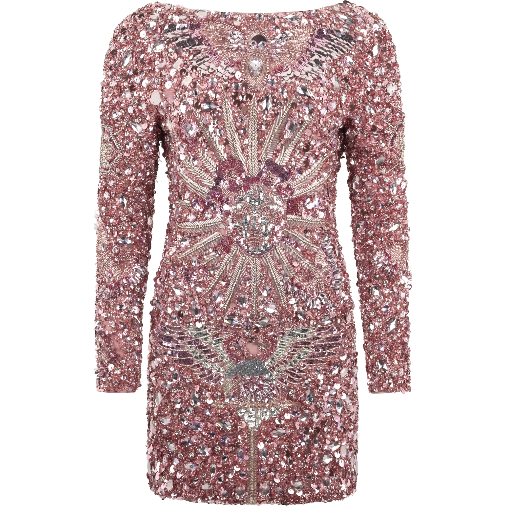 PHILIPP PLEIN Open Back Mini Dress Tattoo Paillettes