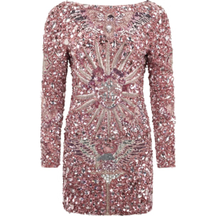 PHILIPP PLEIN Open Back Mini Dress Tattoo Paillettes