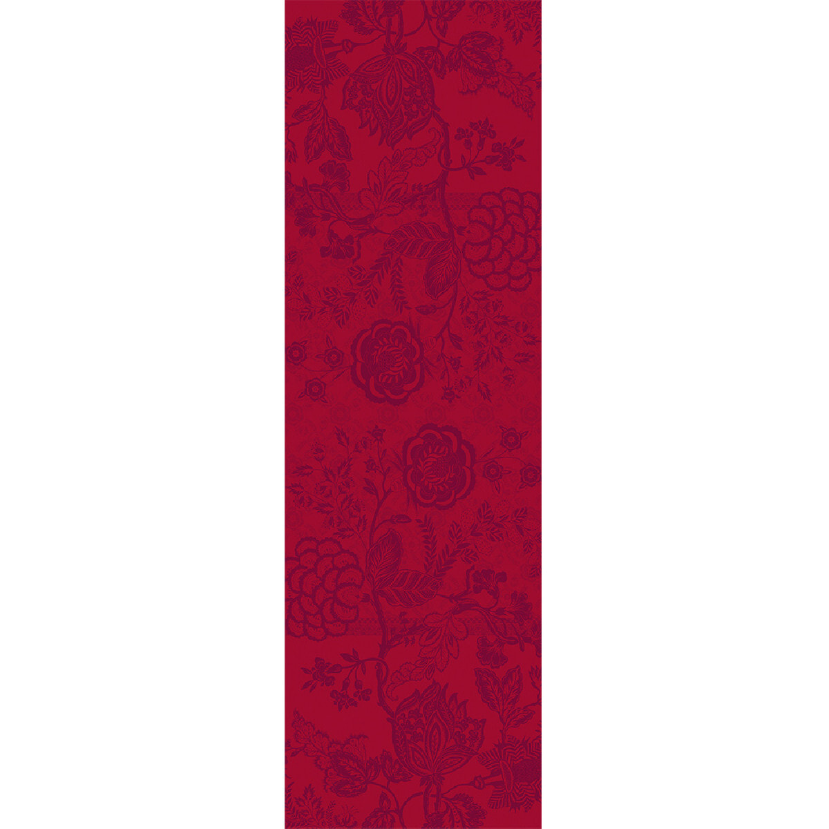 Chemin de table pur lin motif jacquard rouge Scarlett carmin