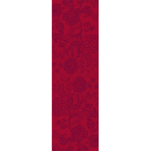 Chemin de table pur lin motif jacquard rouge Scarlett carmin