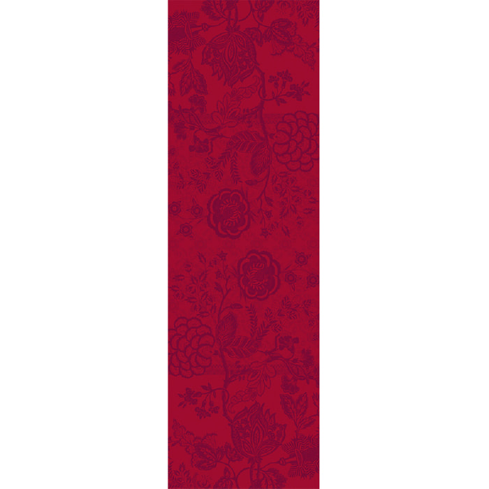 Chemin de table pur lin motif jacquard rouge Scarlett carmin