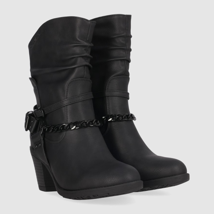 Botines - Negro - Tacón: 7 cm