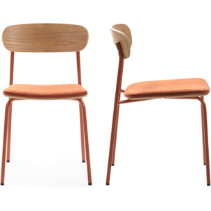Lot de 2 chaises en tissu et effet bois - SVALA