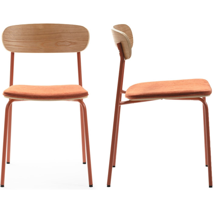 Lot de 2 chaises en tissu et effet bois - SVALA