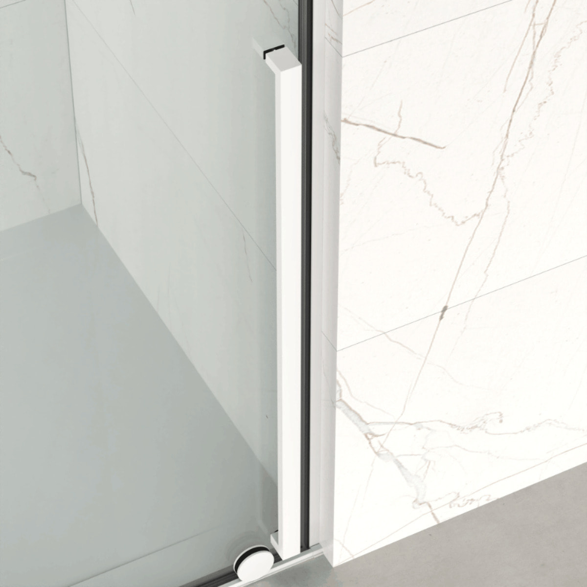 X-MOTION 120x200cm Paroi en verre coulissante Crystal Glass® 8 mm anticalcaire, avec bras et profilés Blanc (SATBWIXM120B)