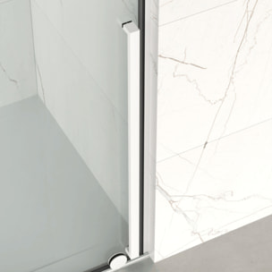 X-MOTION 120x200cm Paroi en verre coulissante Crystal Glass® 8 mm anticalcaire, avec bras et profilés Blanc (SATBWIXM120B)