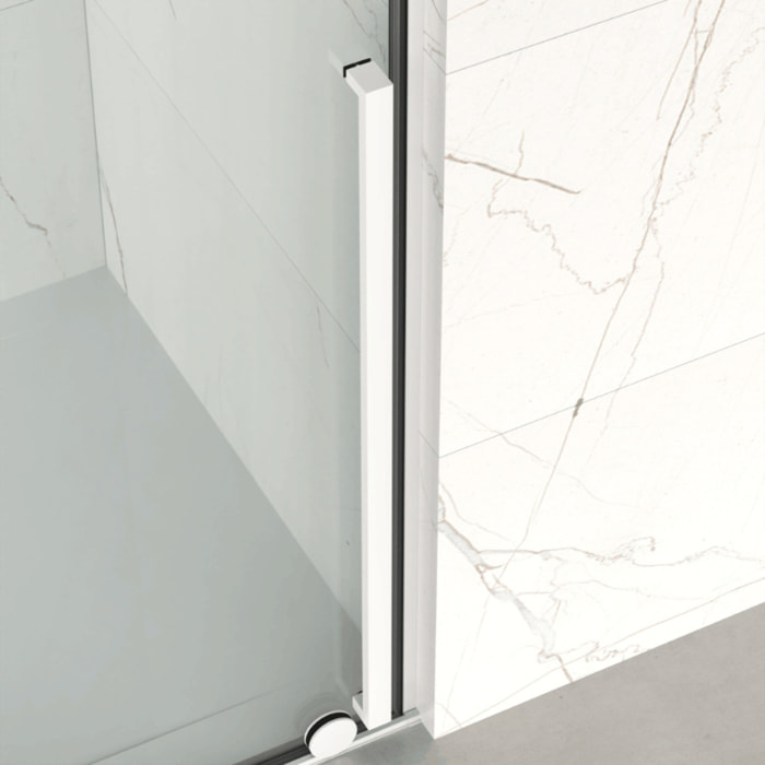 X-MOTION 120x200cm Paroi en verre coulissante Crystal Glass® 8 mm anticalcaire, avec bras et profilés Blanc (SATBWIXM120B)
