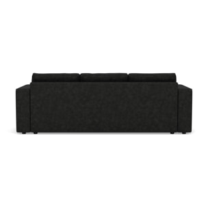 Topaze - canapé droit 3 places convertible avec coffre en simili - Noir