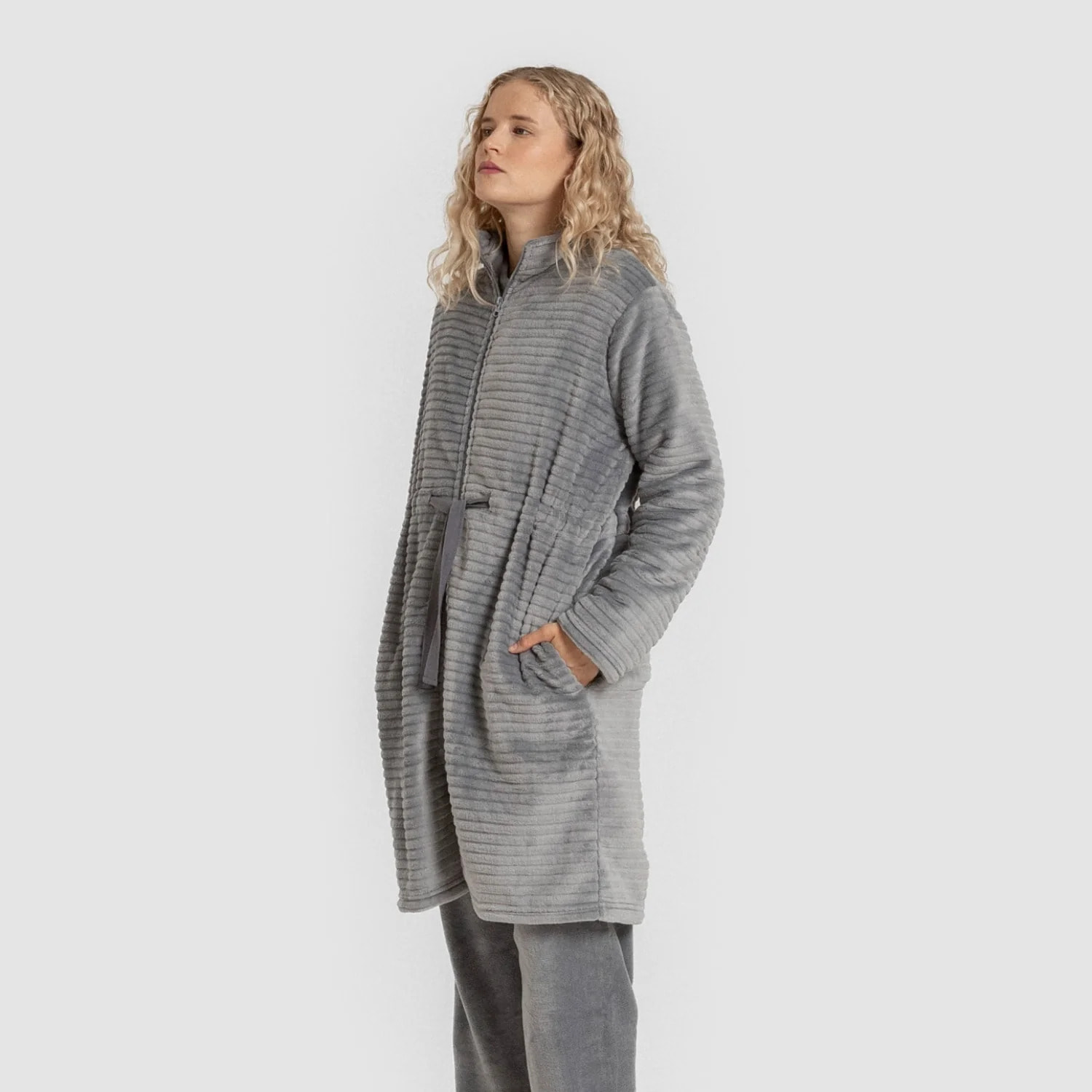Bata terciopelo Raya Cremallera Índigo