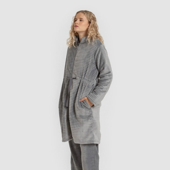 Bata terciopelo Raya Cremallera Índigo