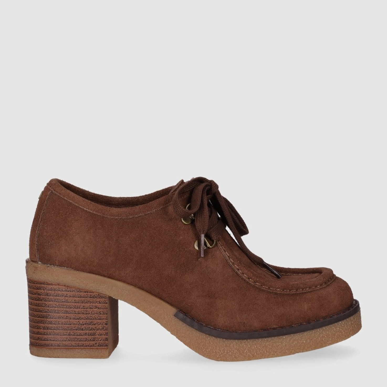 Zapatos de Serraje - Taupe - Tacón: 6 cm