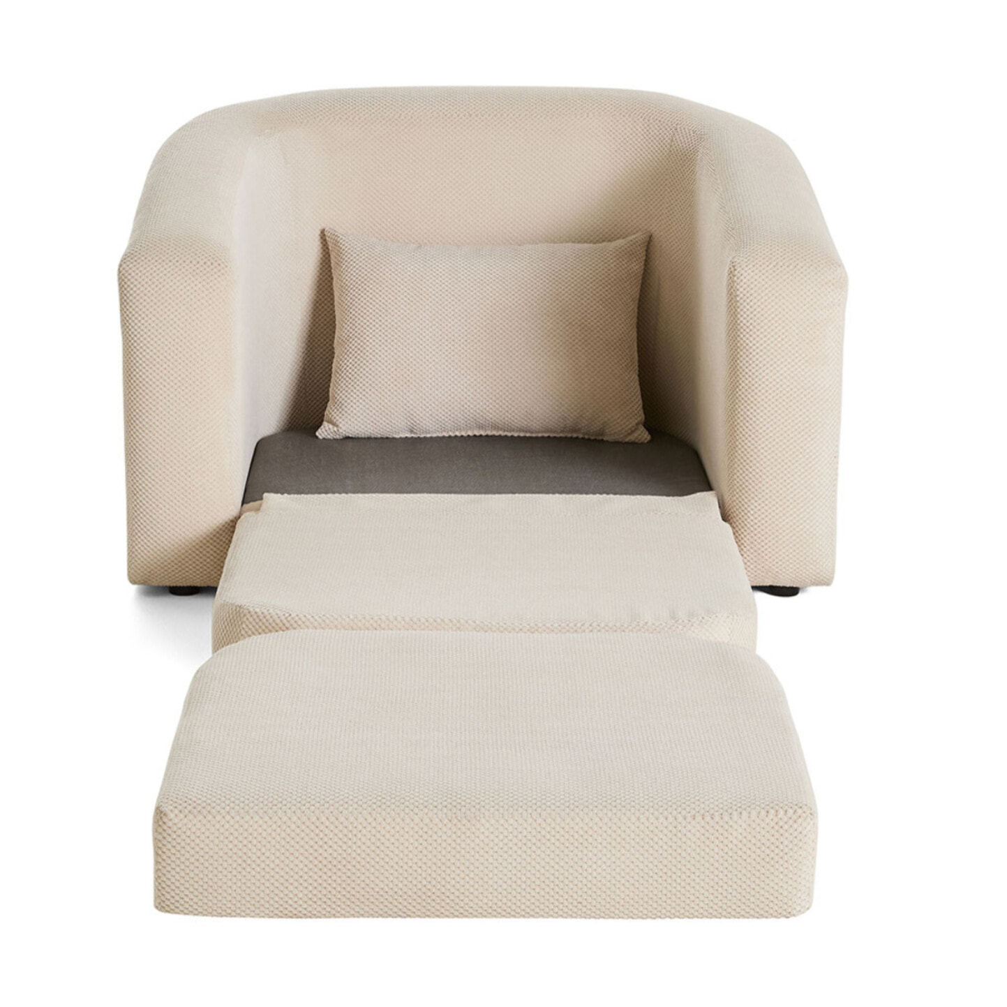 Nuvia - Canapé convertible déplimousse 1 place en velours texturé - Beige
