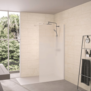 Paroi de douche KINEDO Solo 6+ sérigraphie Cosmos XL 90cm profilé Blanc grainé