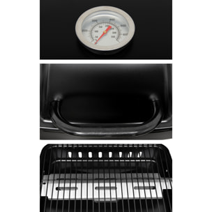 Barbecue A Gas Con Fuoco Bruciatore Laterale BBQ Coperchio Termometro Griglia Grill Ruote Compatto In Acciaio Giardino Esterno 112x52.5x96.5 Cm Nero