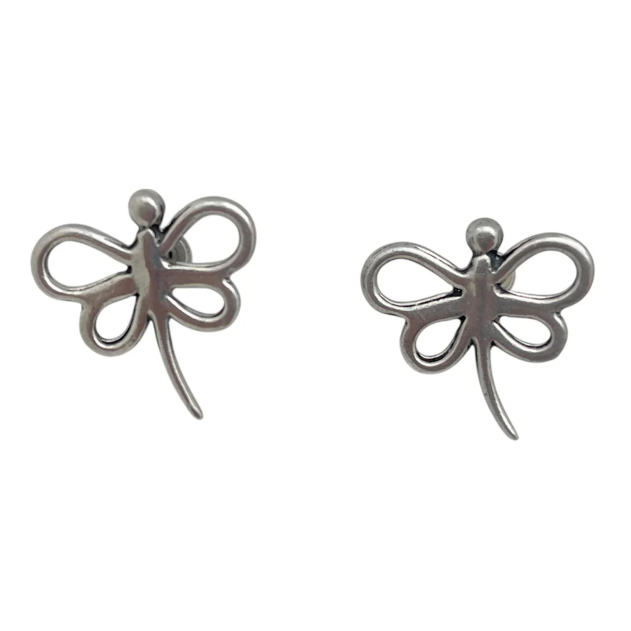 Pendiente botón libélula plata 10µ