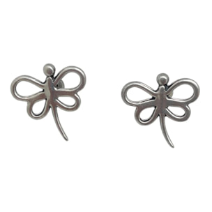 Pendiente botón libélula plata 10µ