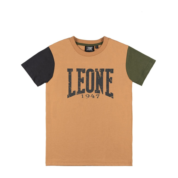 T-shirt da bambino a manica corta con logo grande Leone 1947 Color Block
